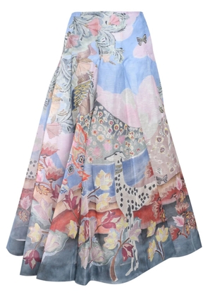 ZIMMERMANN illustration-print pleated skirt - Pink