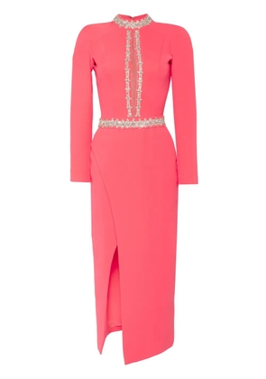 Saiid Kobeisy crystal-embellished midi dress - Pink