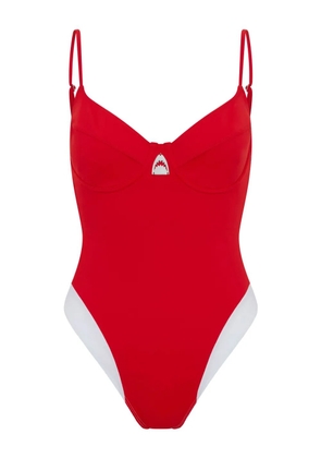 Let's Swim logo-print swimsuit - Red