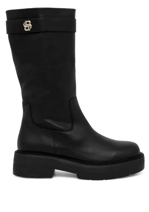 BOSS logo-plaque leather boots - Black