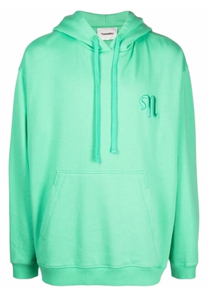 Nanushka logo drawstring organic cotton hoodie - Green