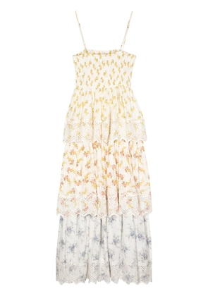 byTiMo floral-print layered midi dress - White