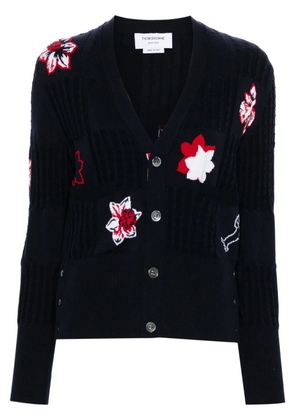 Thom Browne Hector floral intarsia-knit cardigan - Blue