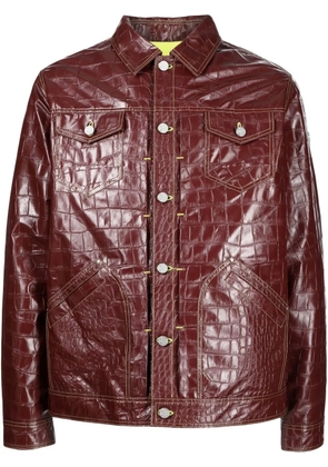 Palmer crocodile-effect faux leather jacket - Red