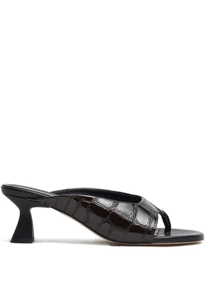 Miista Palmira croco-embossed slide sandals - Brown