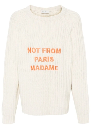 Drôle De Monsieur Le Maille Tressée Slogan jumper - Neutrals