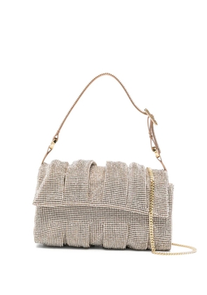 Benedetta Bruzziches crystal-embellished pleated shoulder bag - Neutrals