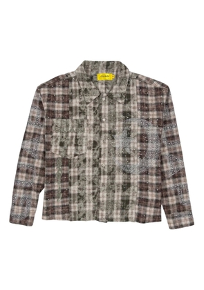 GUAPI crystal-embellished plaid shirt - Neutrals