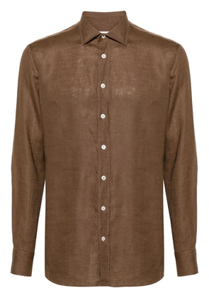 Lardini long-sleeve linen shirt - Brown