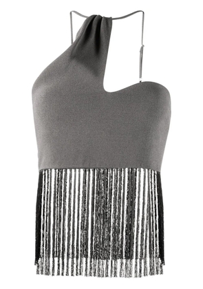 Nanushka asymmetric fringed-edge top - Grey