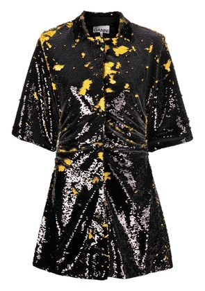 GANNI paint-splatter minidress - Black