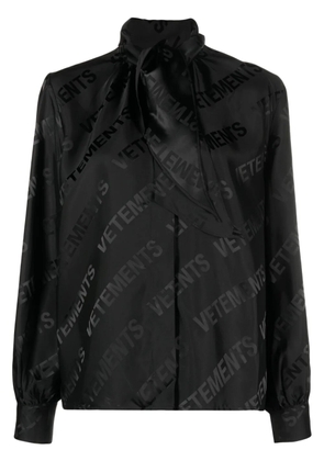 VETEMENTS logo-jacquard button-up shirt - Black