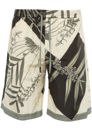 LOEWE graphic-print silk shorts - Neutrals