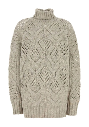 Sportmax chunky cable-knit roll-neck jumper - Neutrals