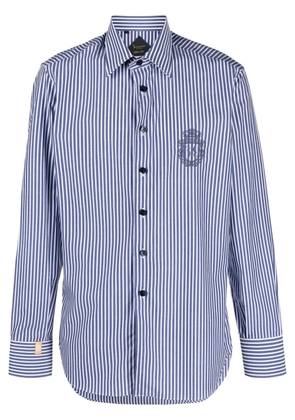 Billionaire crest embroidered striped shirt - Blue