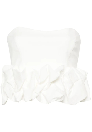 Genny ruched-appliqué strapless blouse - White