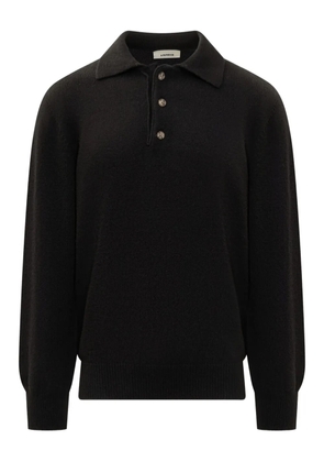 A Paper Kid knitted long-sleeve polo shirt - Black