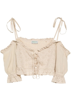 GUESS USA broderie-anglaise crop top - Neutrals