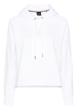 BOSS logo-embroidered cropped hoodie - White