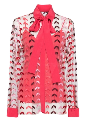 Elie Saab embroidered tulle shirt - Pink
