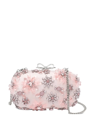 Self-Portrait crystal-embellishment clutch bag - Pink