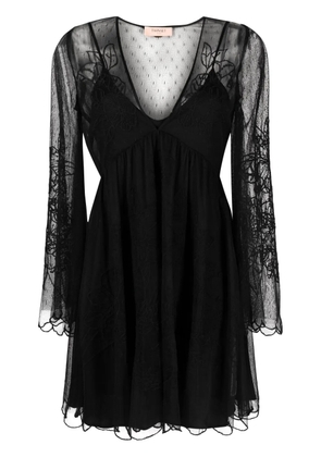 TWINSET layered lace flared dress - Black