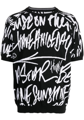 Takahiromiyashita The Soloist graffiti-print short-sleeve jumper - Black