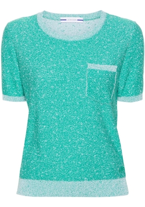 Jacob Cohën logo-embroidered bouclé T-shirt - Green