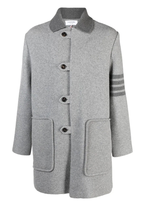 Thom Browne stripe-trim detail single-breasted coat - Grey