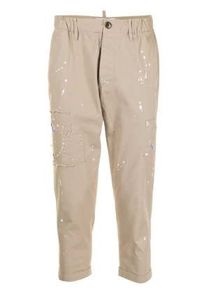 Ports V cropped paint splatter trousers - Brown