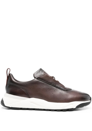 Santoni leather sneakers - Brown