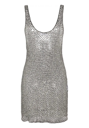 The Attico sequin-embellished fishnet mini dress - Silver