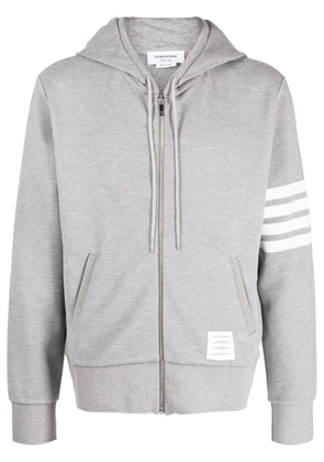 Thom Browne logo-patch zip-up hoodie - Grey