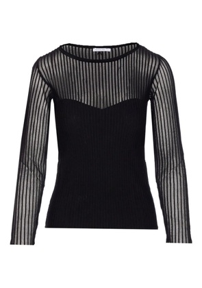 Patrizia Pepe ribbed transparent-panel T-shirt - Black