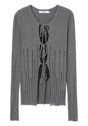 b+ab distressed-effect ribbed-knit cardigan - Grey
