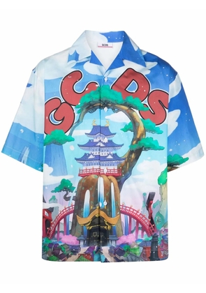GCDS graphic-print short-sleeve shirt - Blue