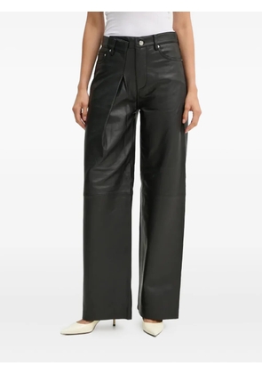 Won Hundred pleated-front leather trousers - Black