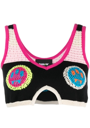 BARROW crochet-panel crop top - Black