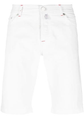 Kiton logo-patch denim shorts - White