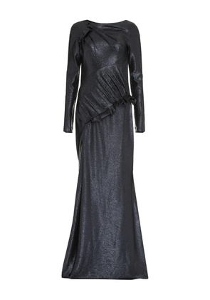 Talbot Runhof draped ruffled maxi dress - Black