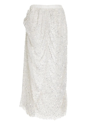 diotima semi-sheer sequinned high-waist skirt - White