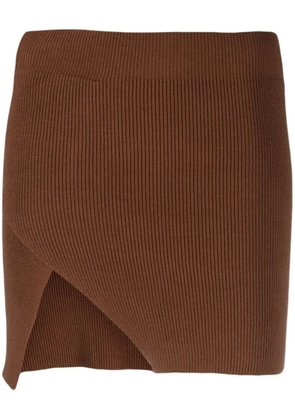 Laneus ribbed-knit asymmetric miniskirt - Brown