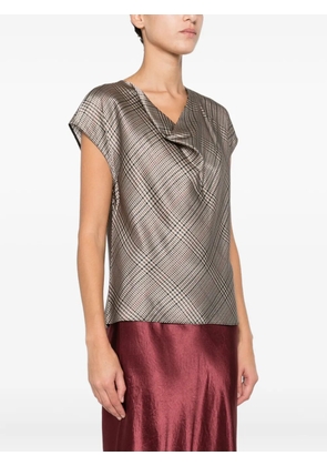 Vince plaid-pattern cowl-neck top - Neutrals