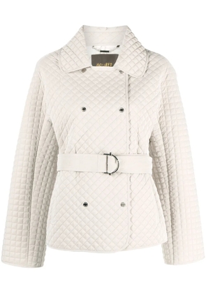Moorer diamond-quilted detail belted jacket - Grey