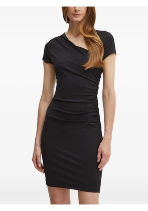 GUESS USA asymmetric-neck ruched mini dress - Black