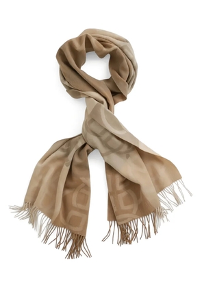 Gant monogram-patter fringed scarf - Neutrals