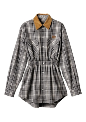 Miu Miu buttoned check-pattern mini dress - Grey