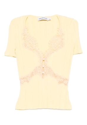 Self-Portrait lace knit top - Yellow
