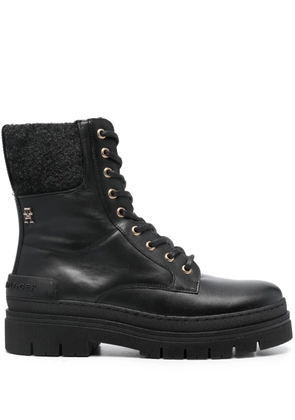 Tommy Hilfiger felted leather boots - Black
