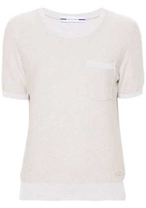 Jacob Cohën logo-embroidered bouclé T-shirt - Neutrals